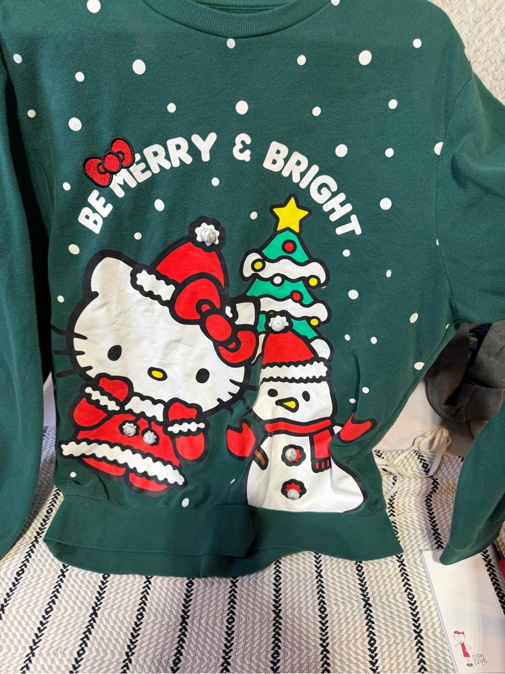 Hello Kitty Kids' Green 'Be Merry & Bright' Holiday Sweatshirt